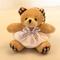 Custom  Mini Animal Toys Teddy Bear With Dress Plush Keychain Toys