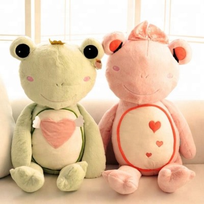 custom design animal green pink soft plush stuffed frog toy